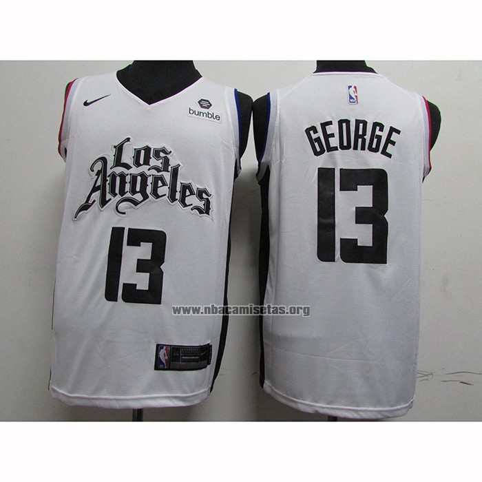 Camiseta Los Angeles Clippers Paul George NO 13 Ciudad 2019-20 Blanco